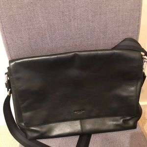 Men's  Coach Black Leather Messenger Bag